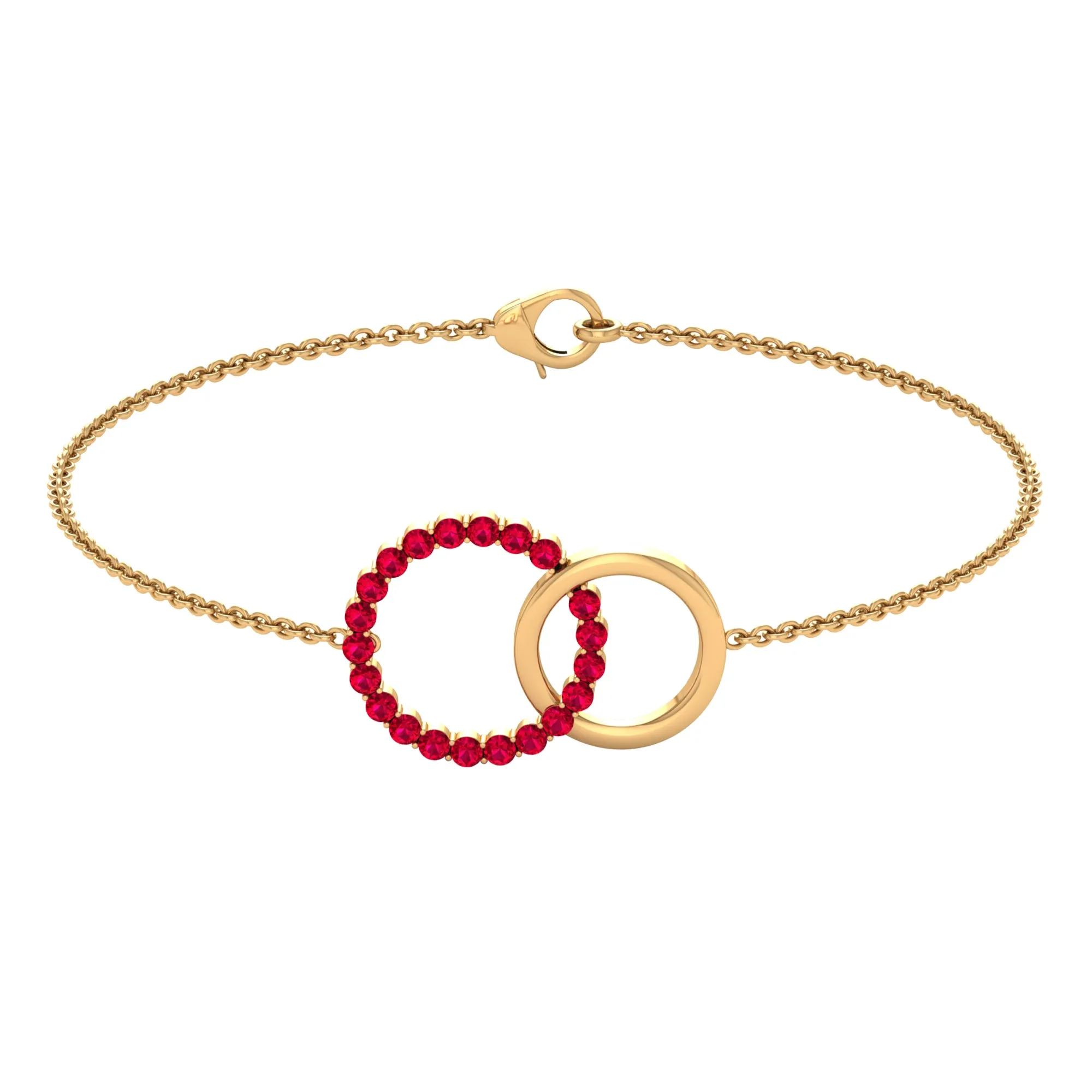 0.75 CT Round Cut Ruby Interlock Chain Eternity Bracelet in Prong Setting