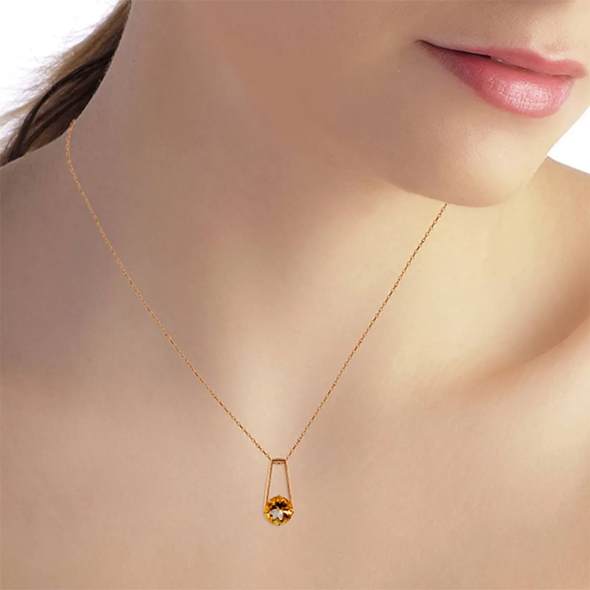 1.45 Carat 14K Solid Rose Gold Lullaby Citrine Necklace