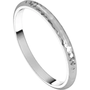 14K Gold 2 mm Half Round Band with Hammered Texture