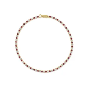 14K Gold Ruby & Diamond Alternating Tennis Bracelet