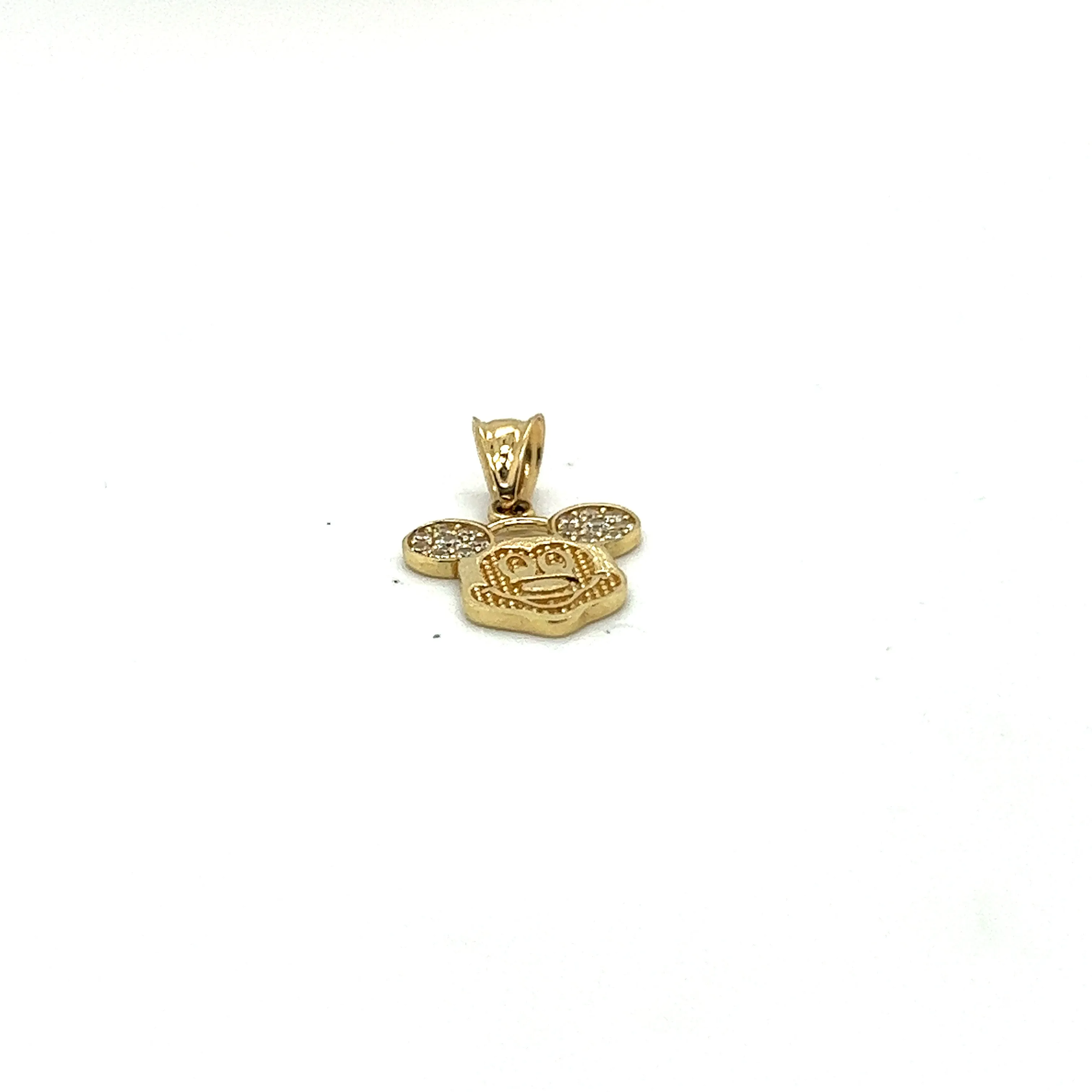 14K Two Tone Mickey Pendant With White Sapphire
