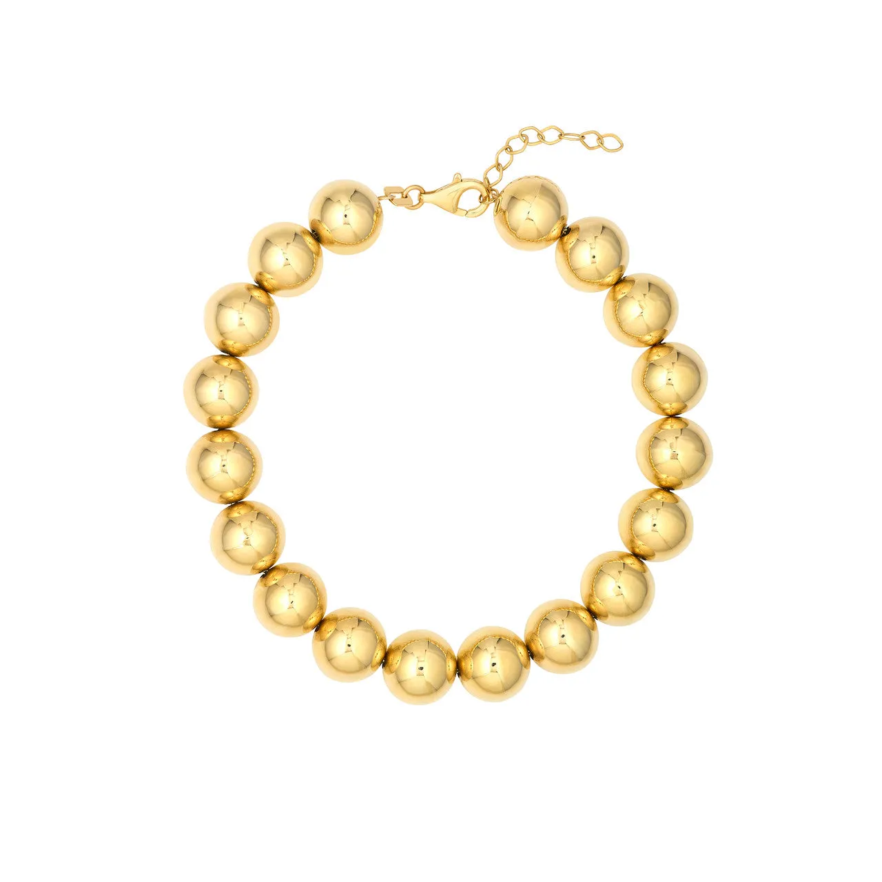 14k Yellow Gold 10mm Polished Ball Beaded Bracelet Adjustable