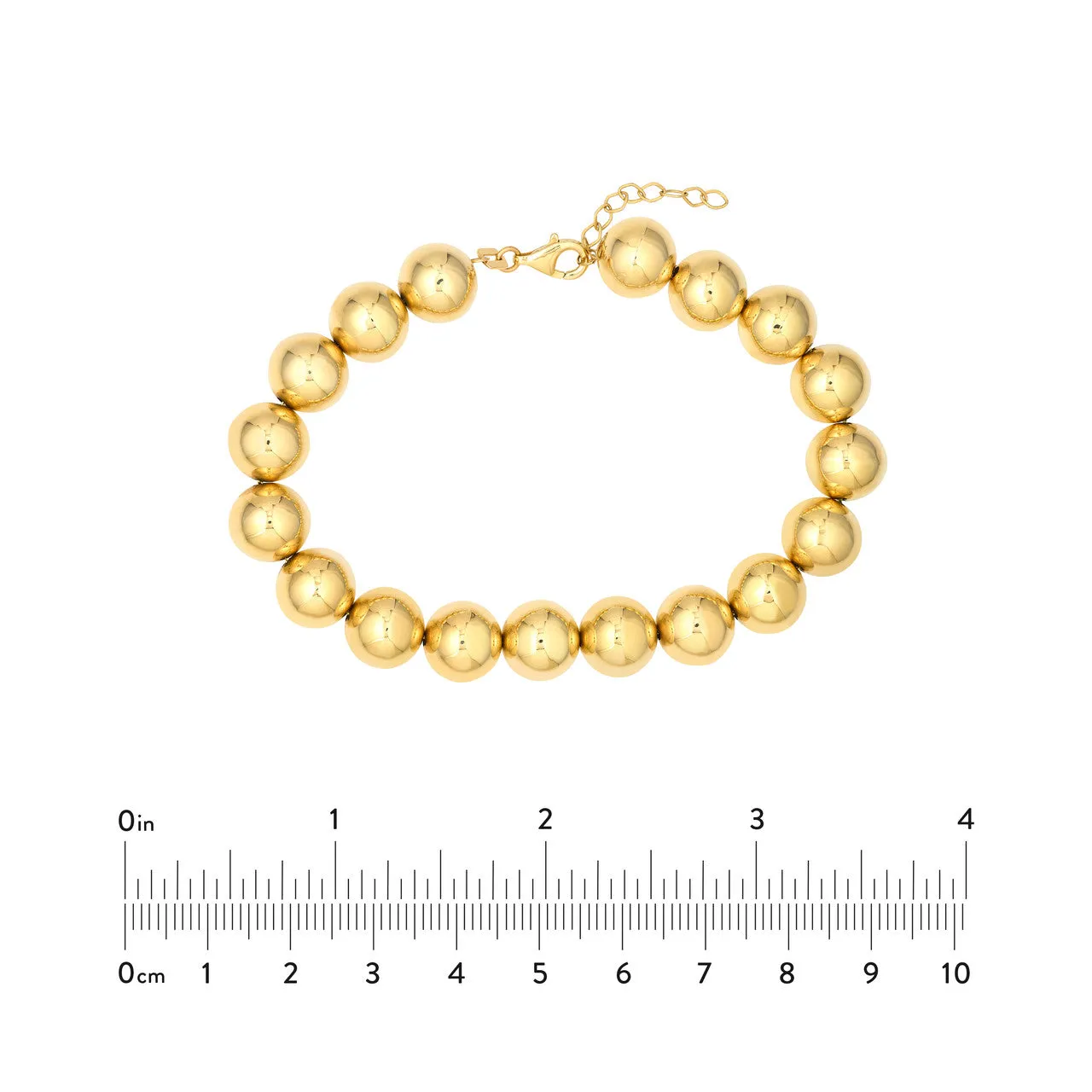 14k Yellow Gold 10mm Polished Ball Beaded Bracelet Adjustable