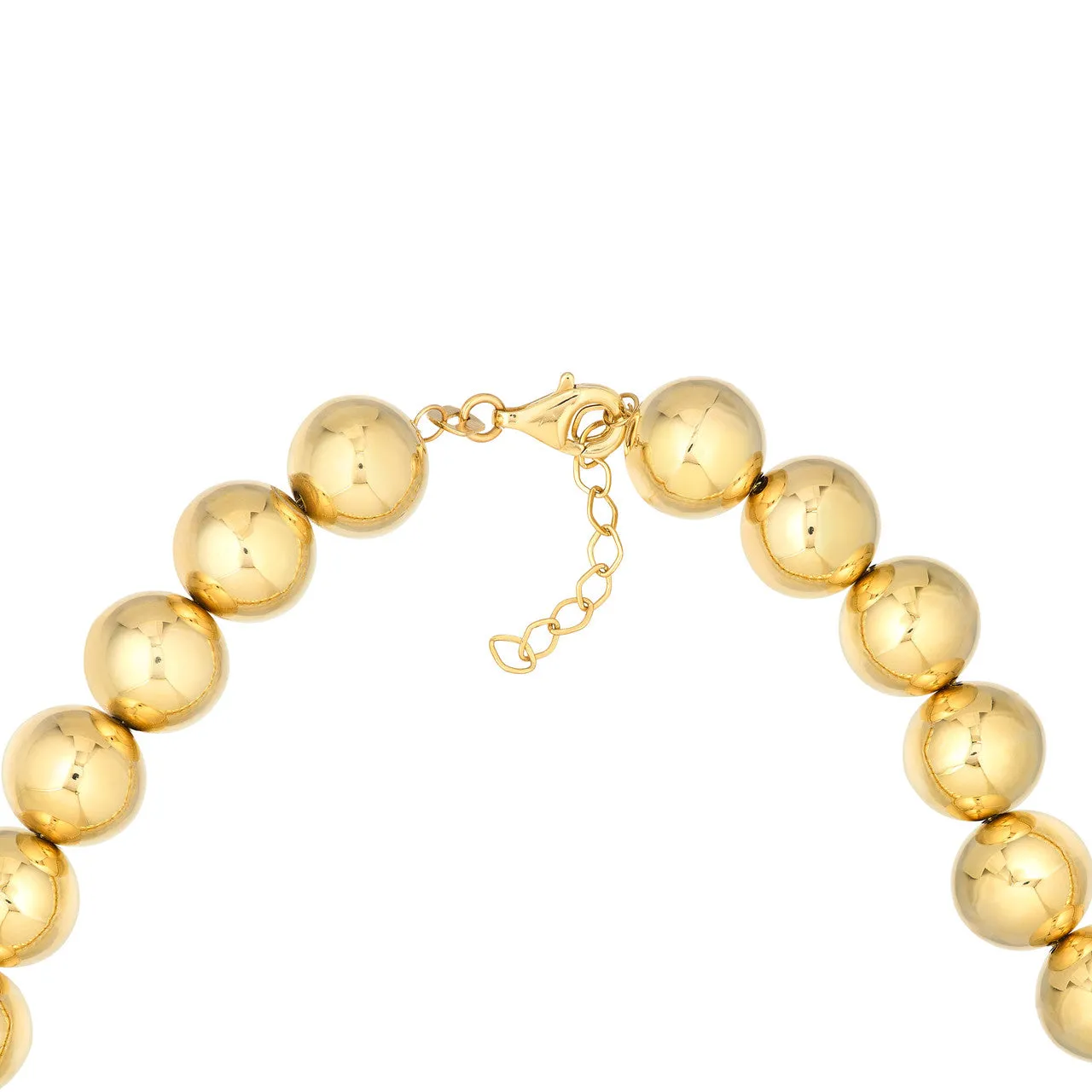 14k Yellow Gold 10mm Polished Ball Beaded Bracelet Adjustable