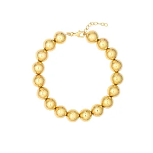 14k Yellow Gold 10mm Polished Ball Beaded Bracelet Adjustable