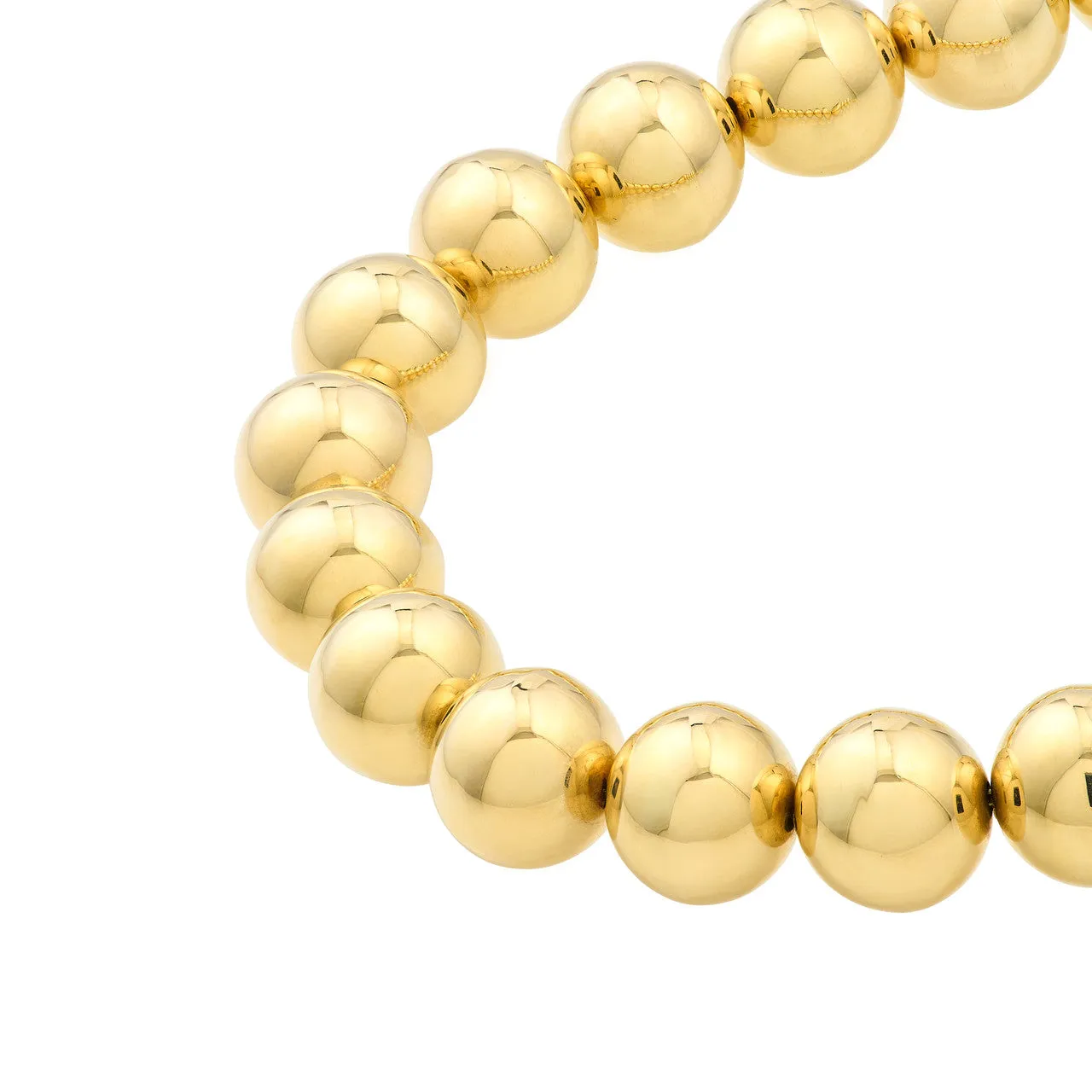 14k Yellow Gold 10mm Polished Ball Beaded Bracelet Adjustable