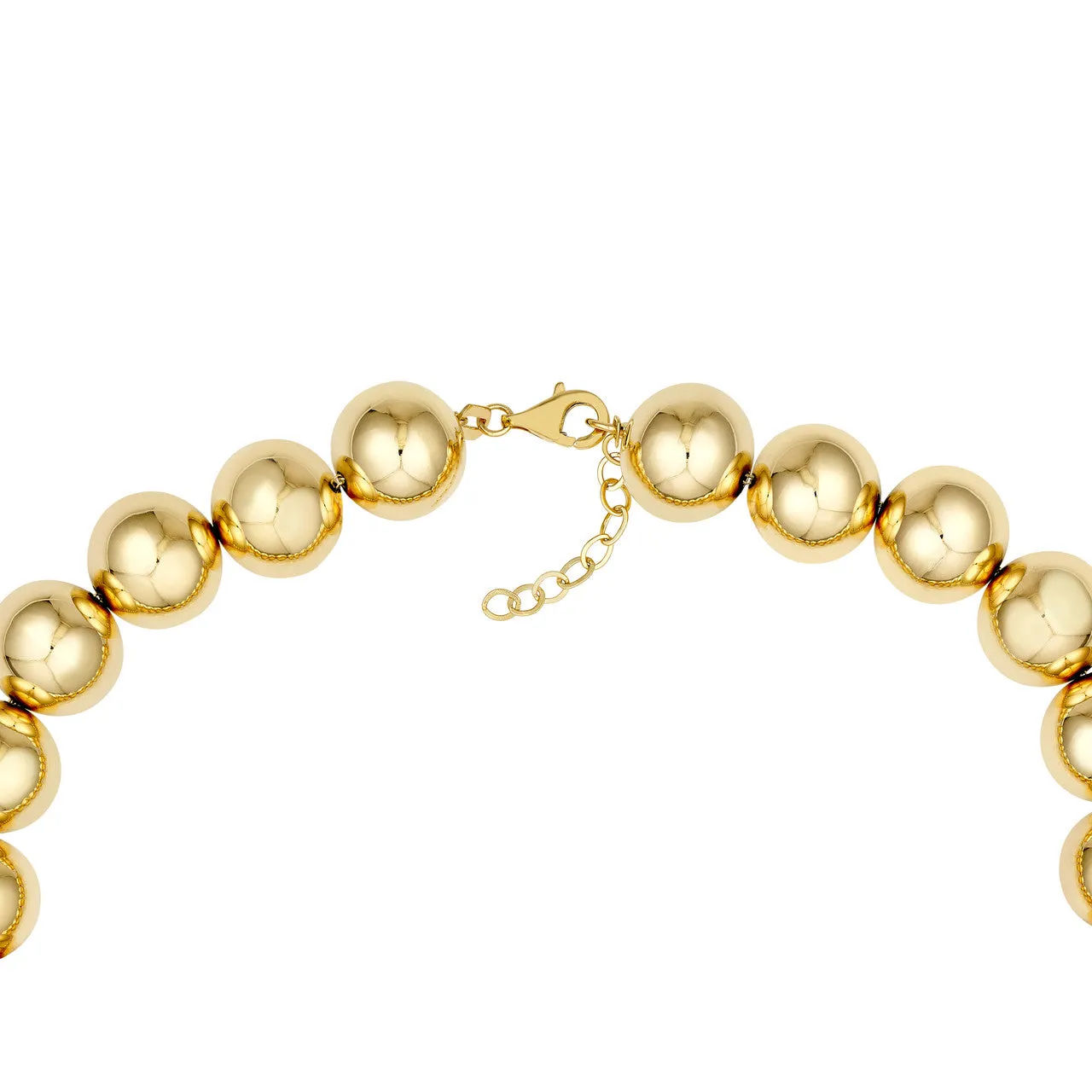 14k Yellow Gold 12mm Polished Ball Beaded Bracelet Adjustable