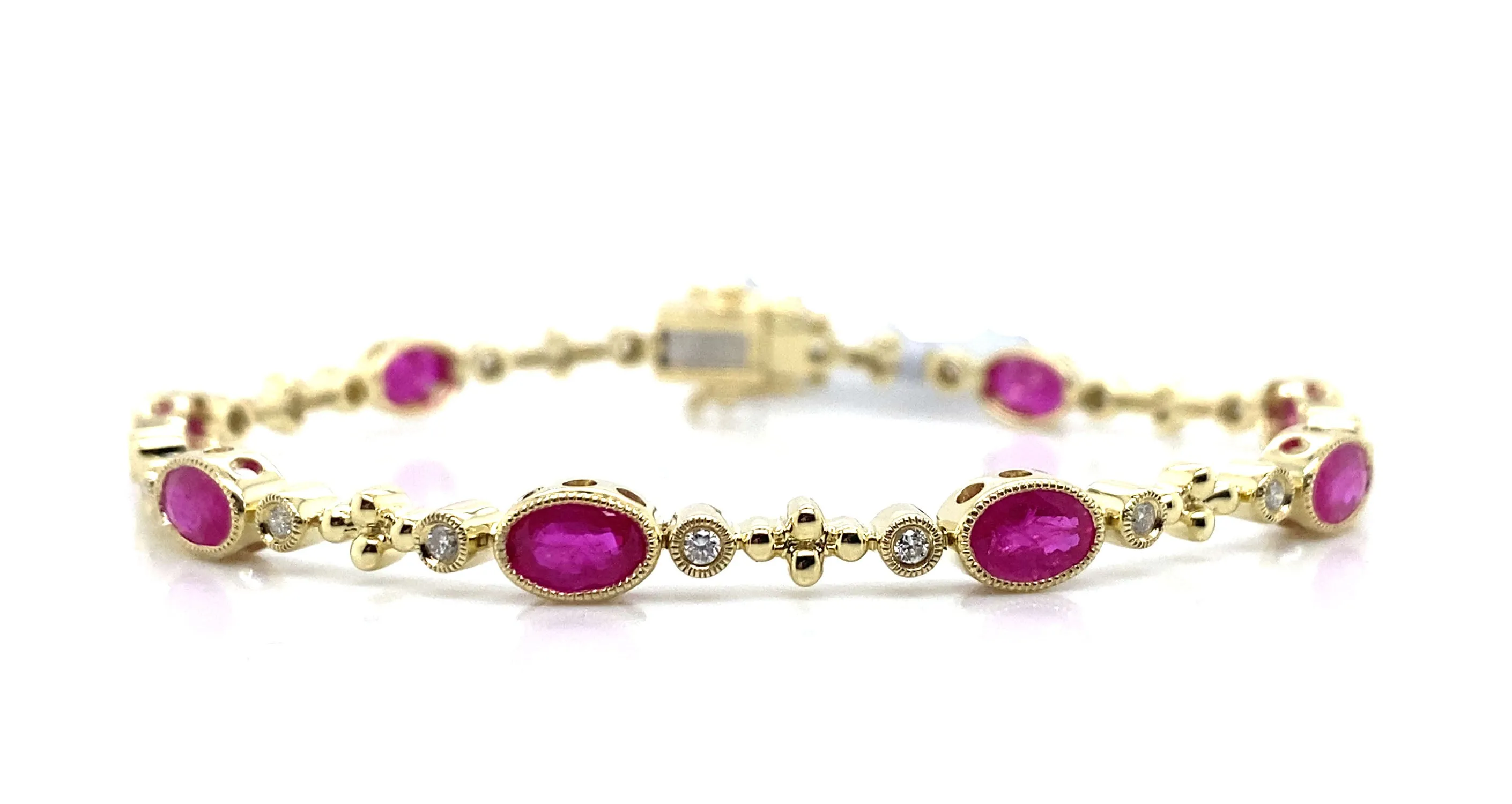 14K Yellow Gold Ruby & Diamond Tennis Bracelet