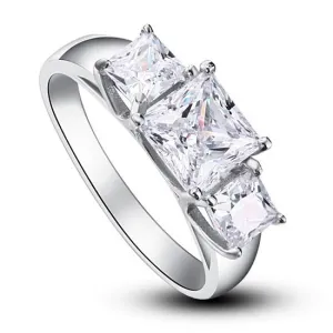 1.5 Carat 3-Stones Simulated Diamond 925 Sterling Silver Wedding Anniversary Ring