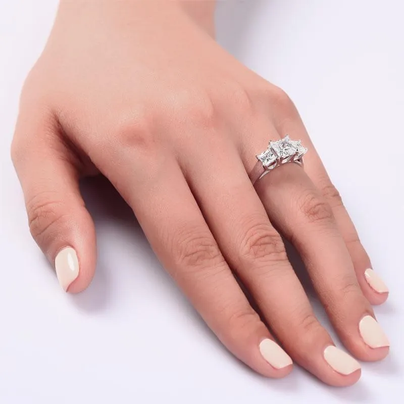 1.5 Carat 3-Stones Simulated Diamond 925 Sterling Silver Wedding Anniversary Ring