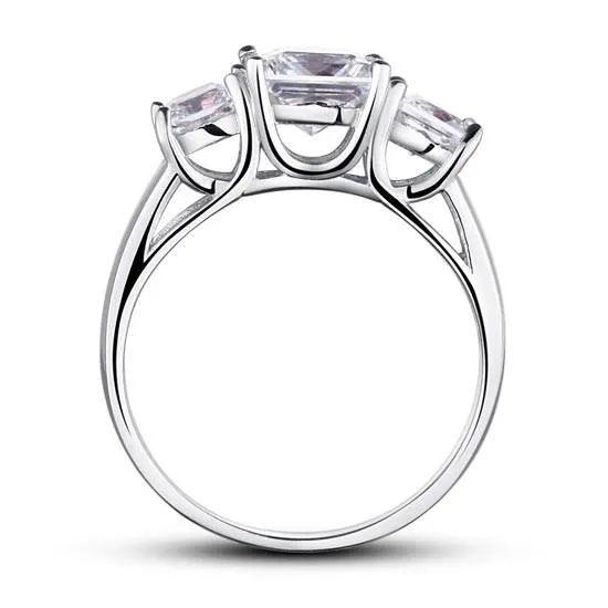 1.5 Carat 3-Stones Simulated Diamond 925 Sterling Silver Wedding Anniversary Ring