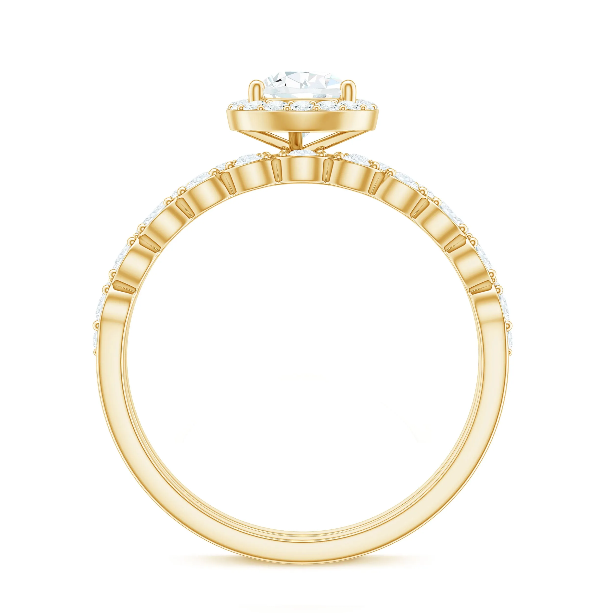 1.75 CT Moissanite Teardrop Wedding Ring Set with Halo