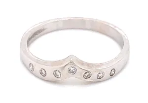 18ct White Gold Gypsy Set Earth Grown 0.10ct Diamond Shaped Ring