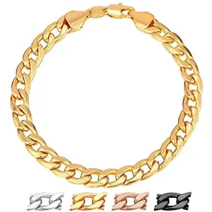 18K Real Gold Filled High Polish Finsh Curb Cuban Link Bracelet 8 6MM