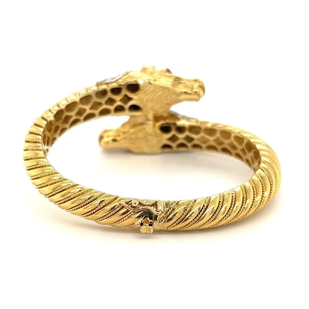 18K YG Double Horse Head Bypass Bracelet 80.6g, .80tcw Diamonds Regard Jewelry Austin, Texas