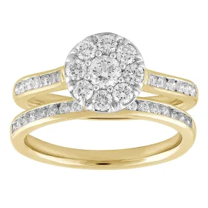 1ct Round Brilliant Diamond Engagement Ring Set In 18ct Yellow & White Gold