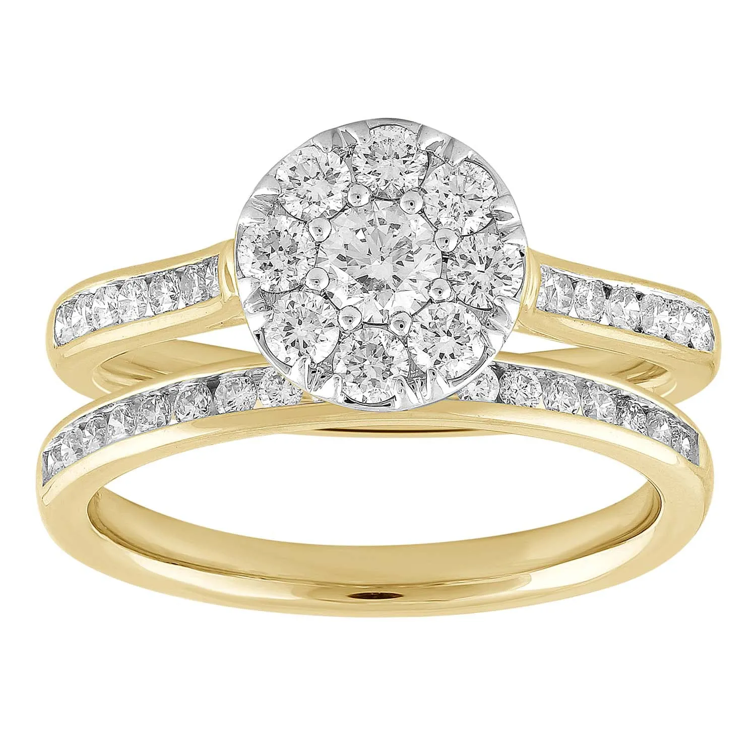 1ct Round Brilliant Diamond Engagement Ring Set In 18ct Yellow & White Gold