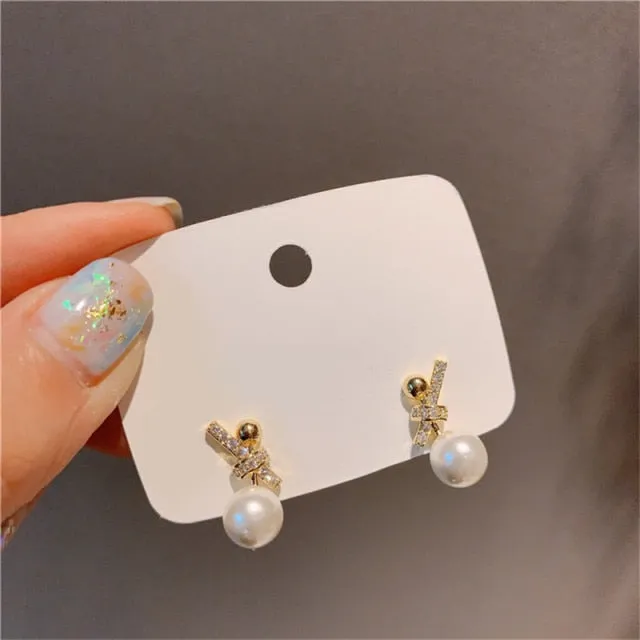 2022 New Korean Design Trendy Sweet Cute Pearl Stud Earrings For Women Fashion Chic Big Elegant Earring Party Jewelry