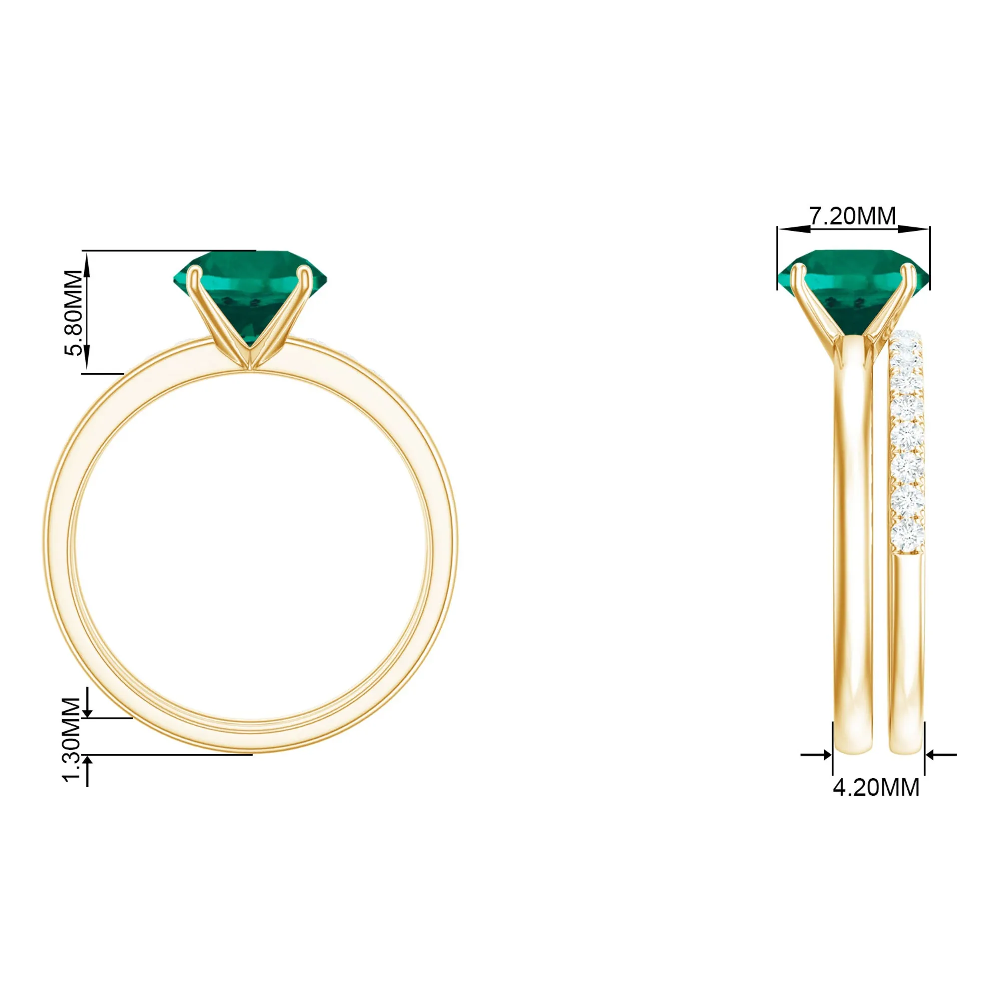 2.75 CT Created Emerald Solitaire Bridal Ring Set with Diamond