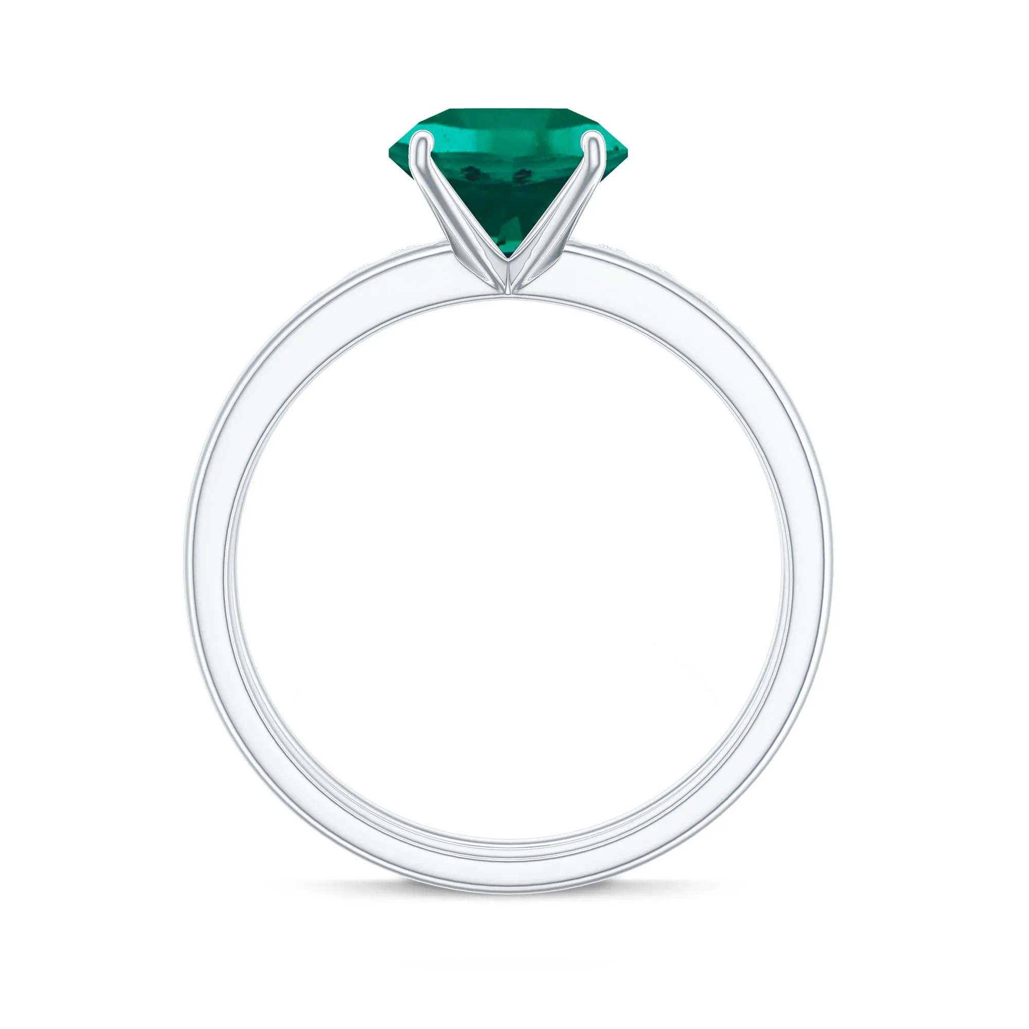 2.75 CT Created Emerald Solitaire Bridal Ring Set with Diamond