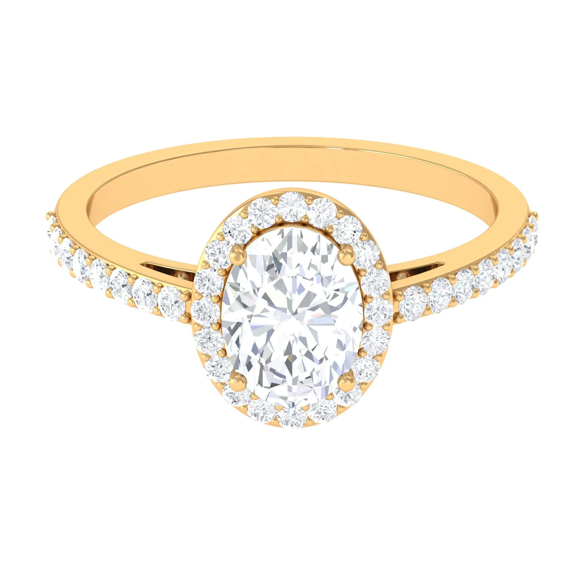 2.75 CT Simple Zircon Oval Engagement Ring with Halo