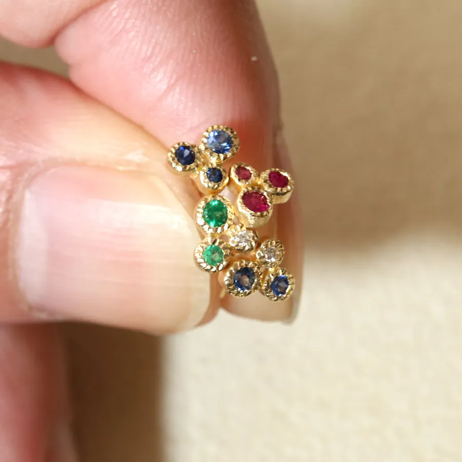 3 bezel emerald studs