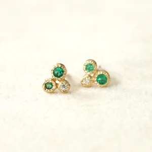 3 bezel emerald studs