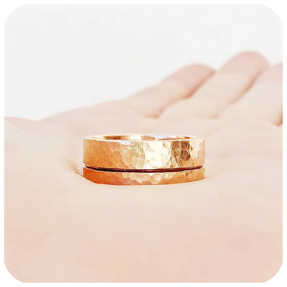 Angelo, a Solid Gold Grooved Mens Wedding Ring - Hammered