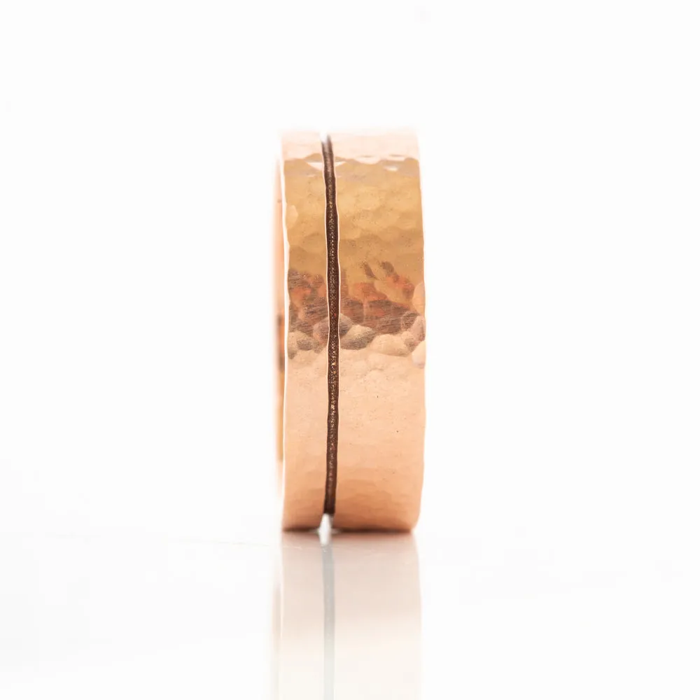 Angelo, a Solid Gold Grooved Mens Wedding Ring - Hammered