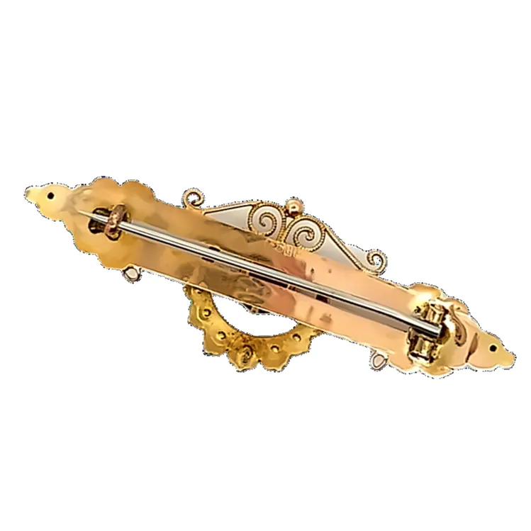 Antique 9ct Yellow Gold 8 stone Garnet and Seed Pearl Brooch