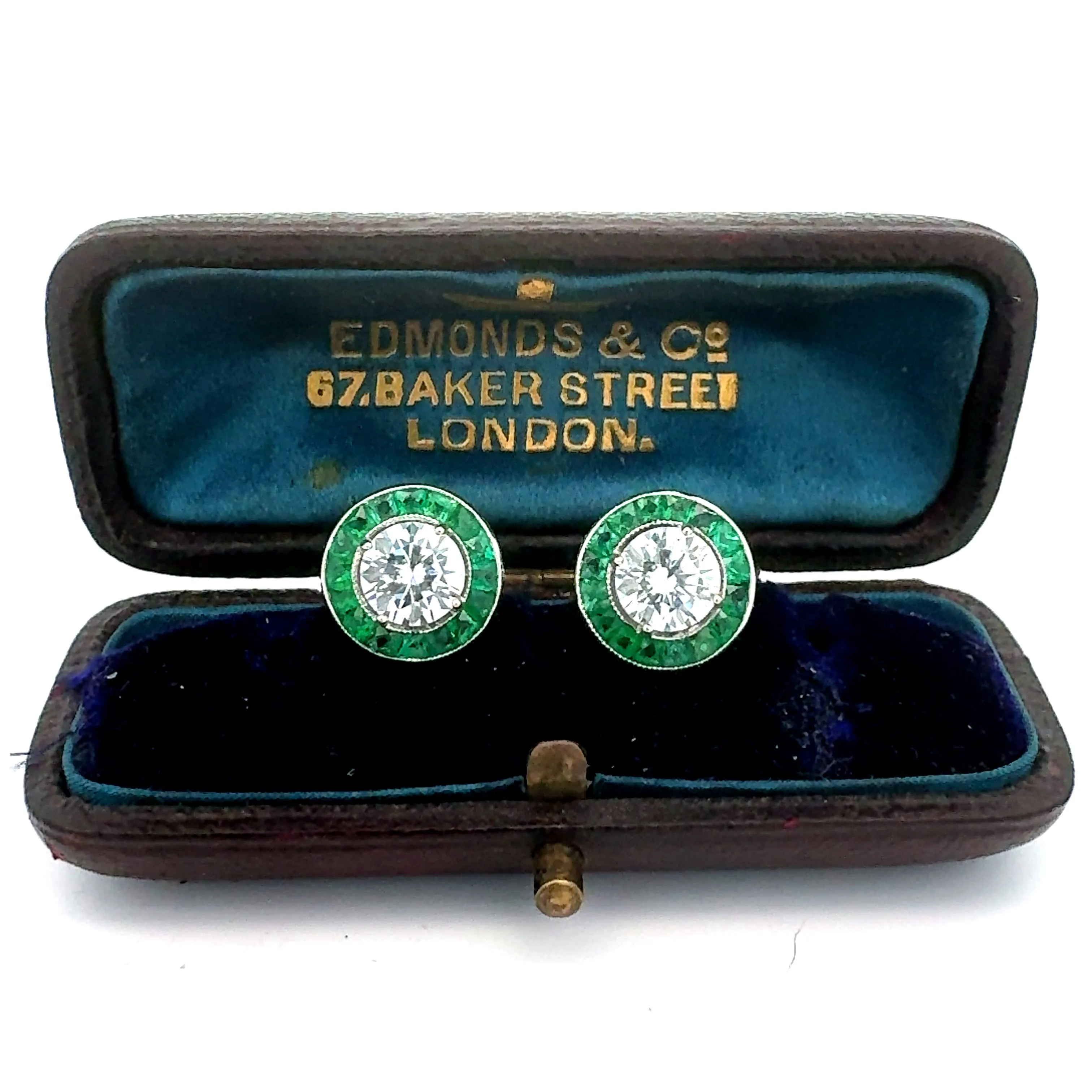 Art Deco Reproduction Aristocrat 1.03 cttw Emerald Earrings (Center CZ) 14780