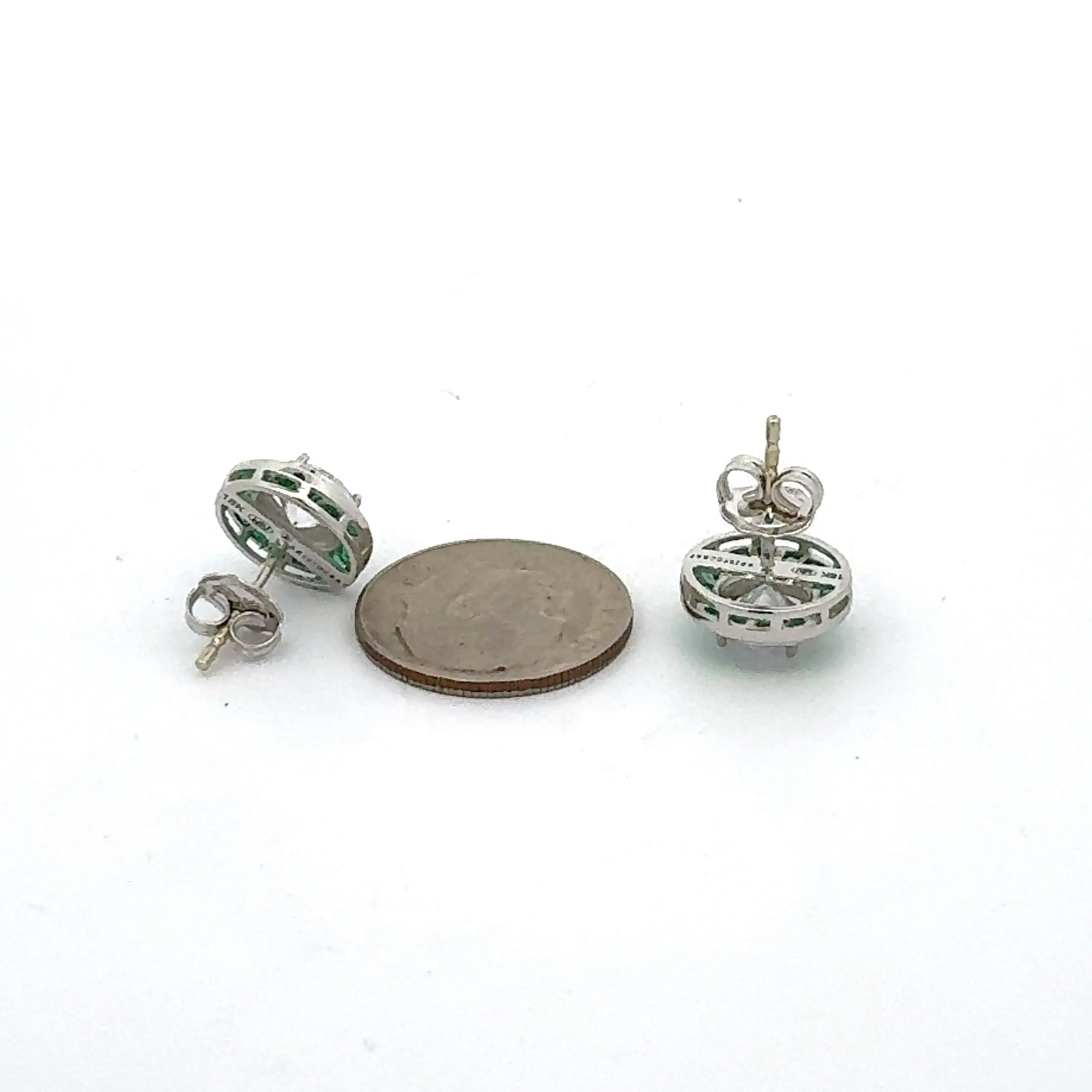 Art Deco Reproduction Aristocrat 1.03 cttw Emerald Earrings (Center CZ) 14780
