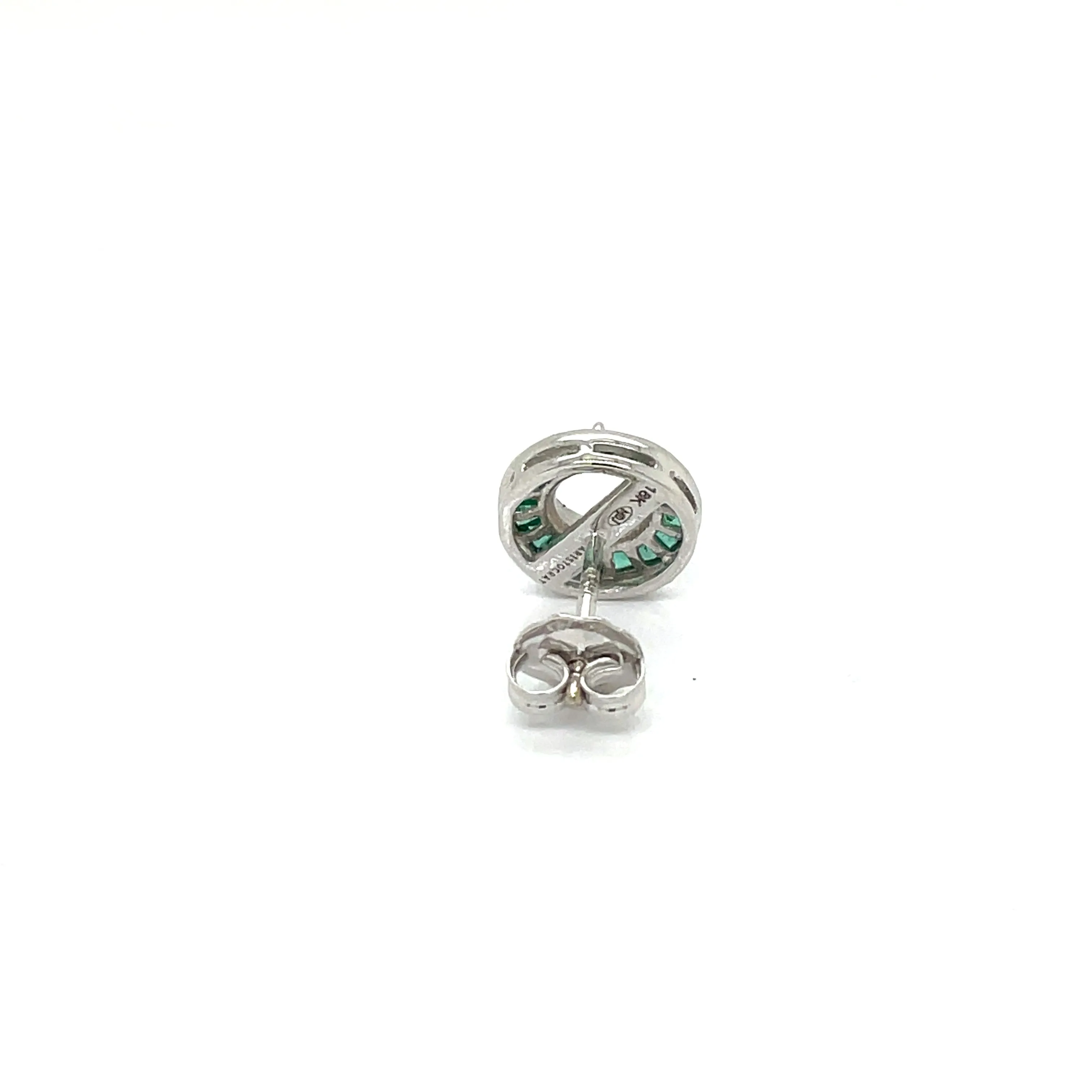 Art Deco Reproduction Aristocrat .82 cttw Emerald Semi Mount Earrings 11592