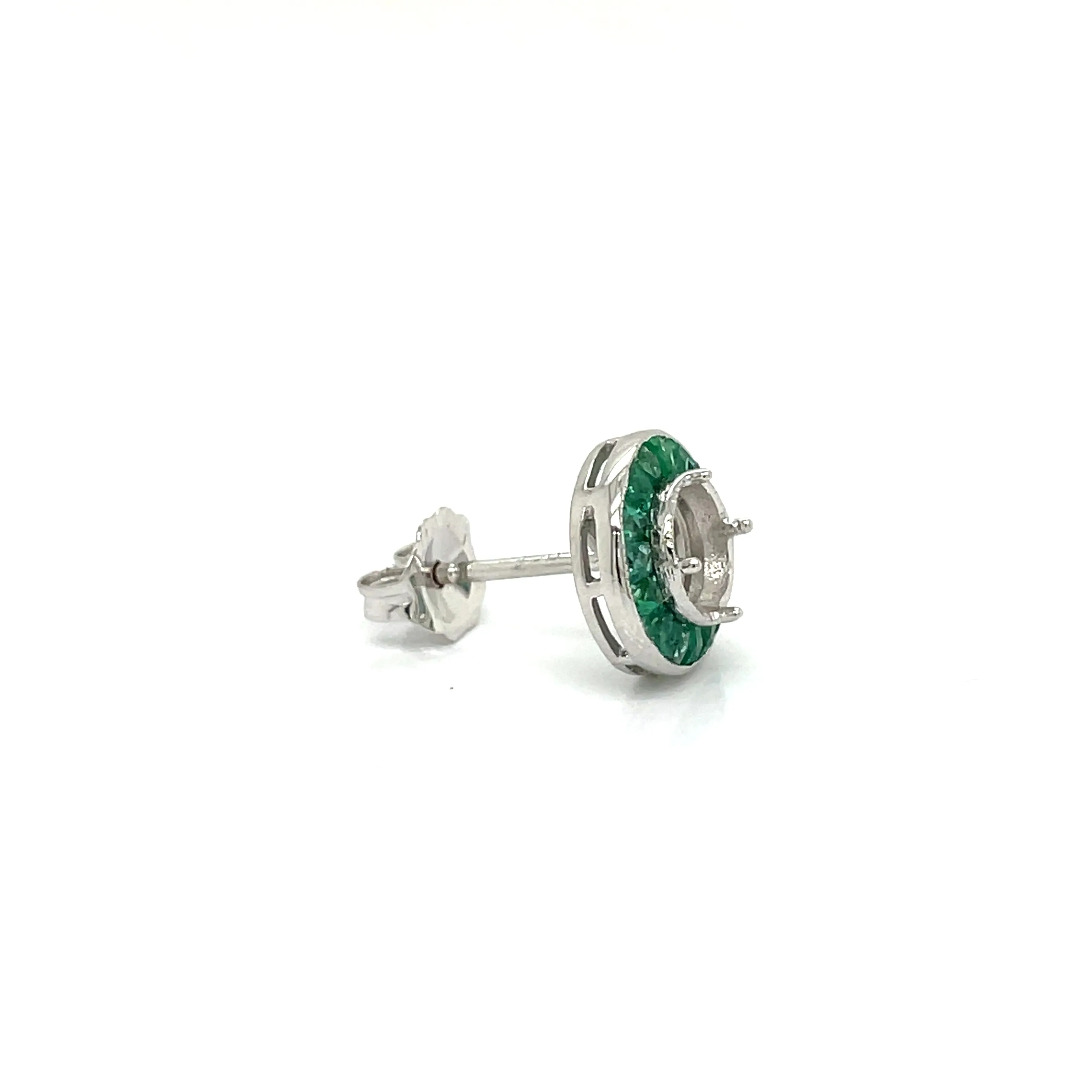 Art Deco Reproduction Aristocrat .82 cttw Emerald Semi Mount Earrings 11592