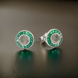 Art Deco Reproduction Aristocrat .82 cttw Emerald Semi Mount Earrings 11592