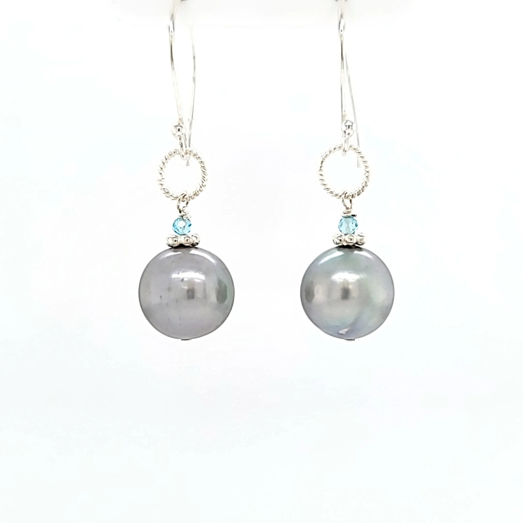 AVF Silver Tahitian Pearl Drop Earrings (SI3740)