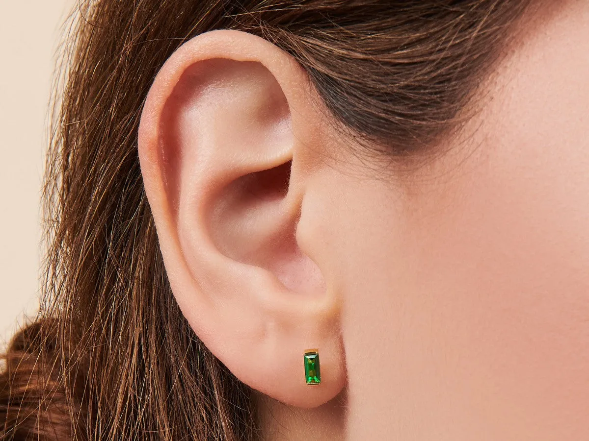 Baguette Emerald Studs