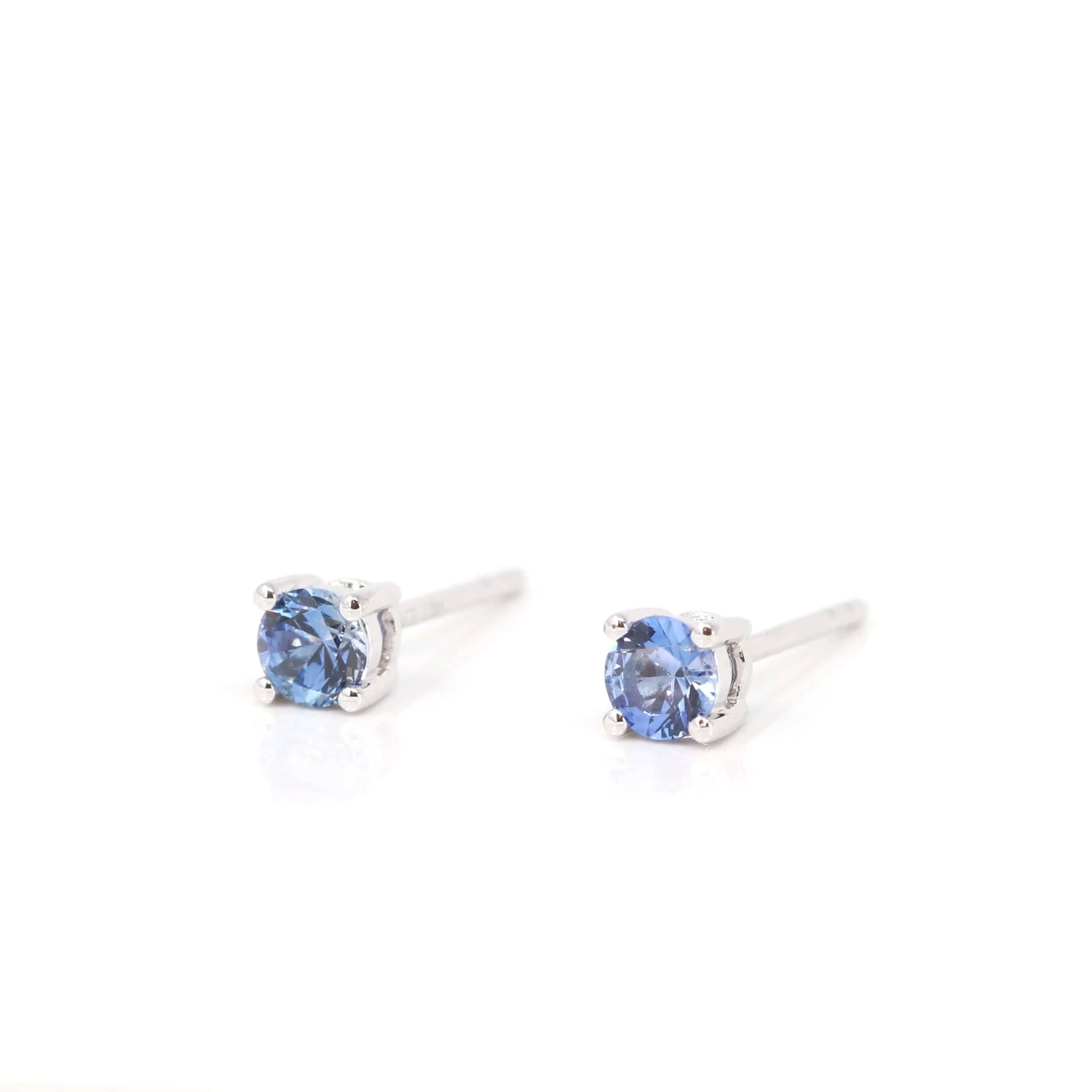 Baikalla™ 14k White Gold Emerald Round 4 Prong Stud Earrings