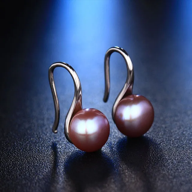 Black 100% natural freshwater pearl earring
