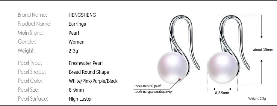 Black 100% natural freshwater pearl earring