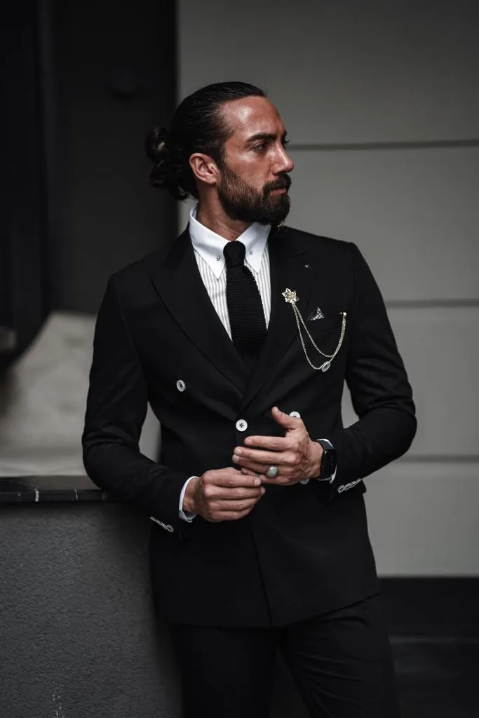 Black Slim Fit Groom Wedding Suit for men by GentWith