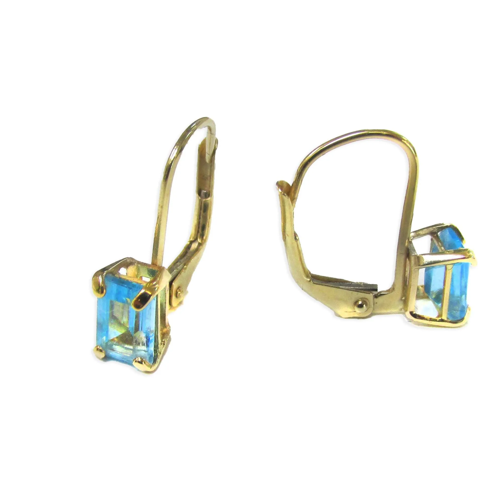 Blue Topaz Earrings Emerald Cut