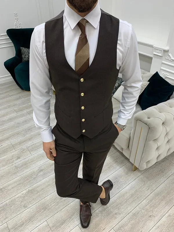 Brown Slim Fit Groom Wedding Suit for Men by GentWith.com