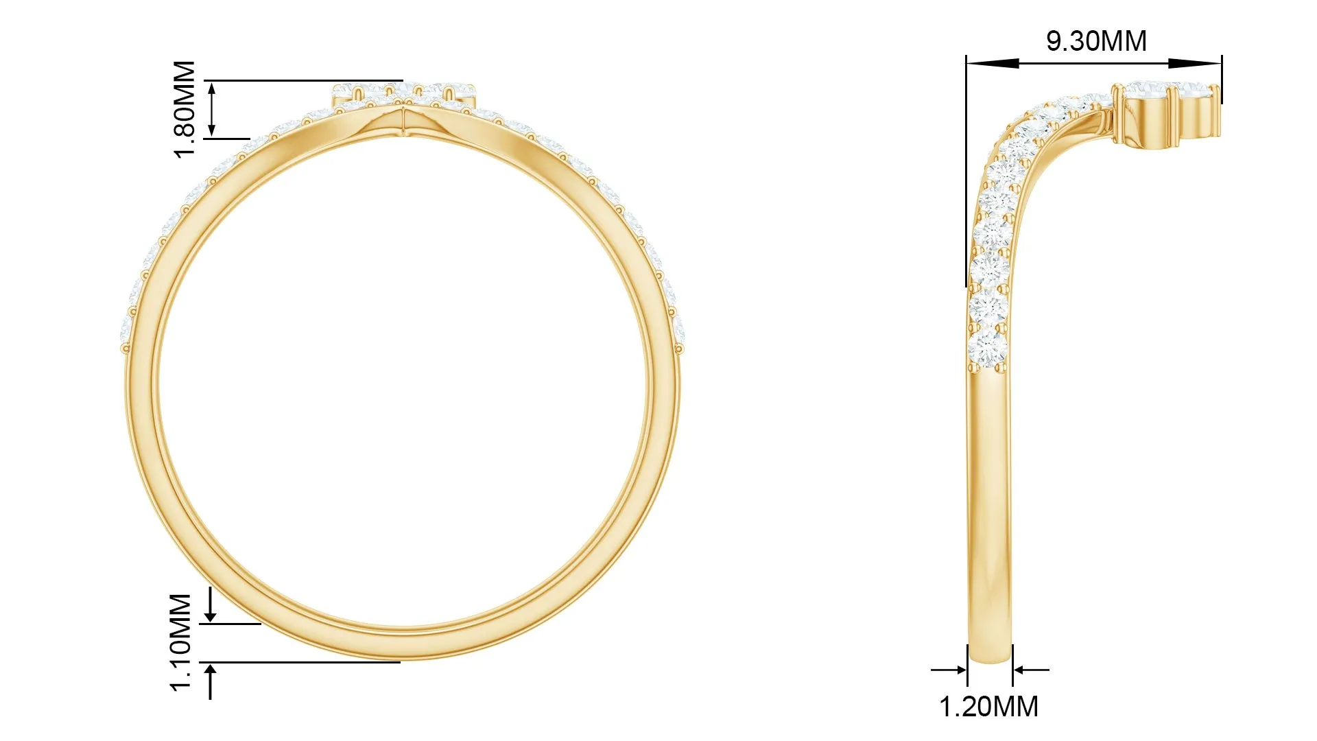 Certified Natural Diamond V Shaped Ring Enhancer