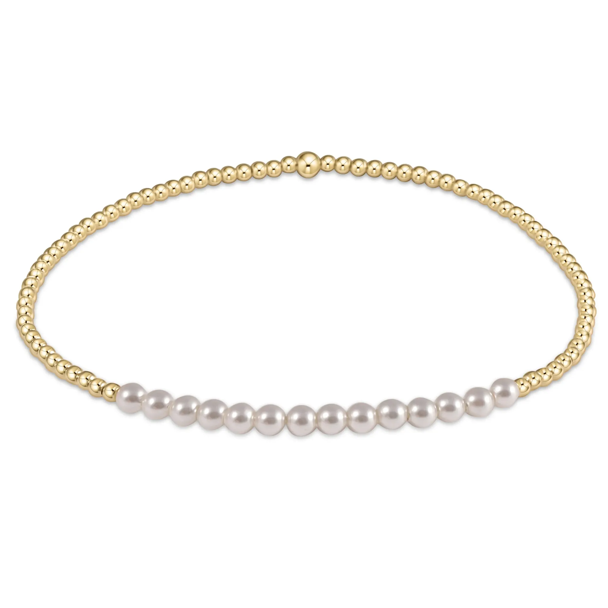 Classic Gold Beaded Bliss Bracelet - 2.0mm Gold Beads With 2.5mm Pearl Beads