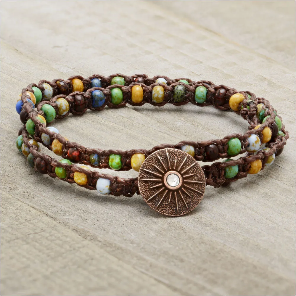 Copper Travertine Wrap Bracelet
