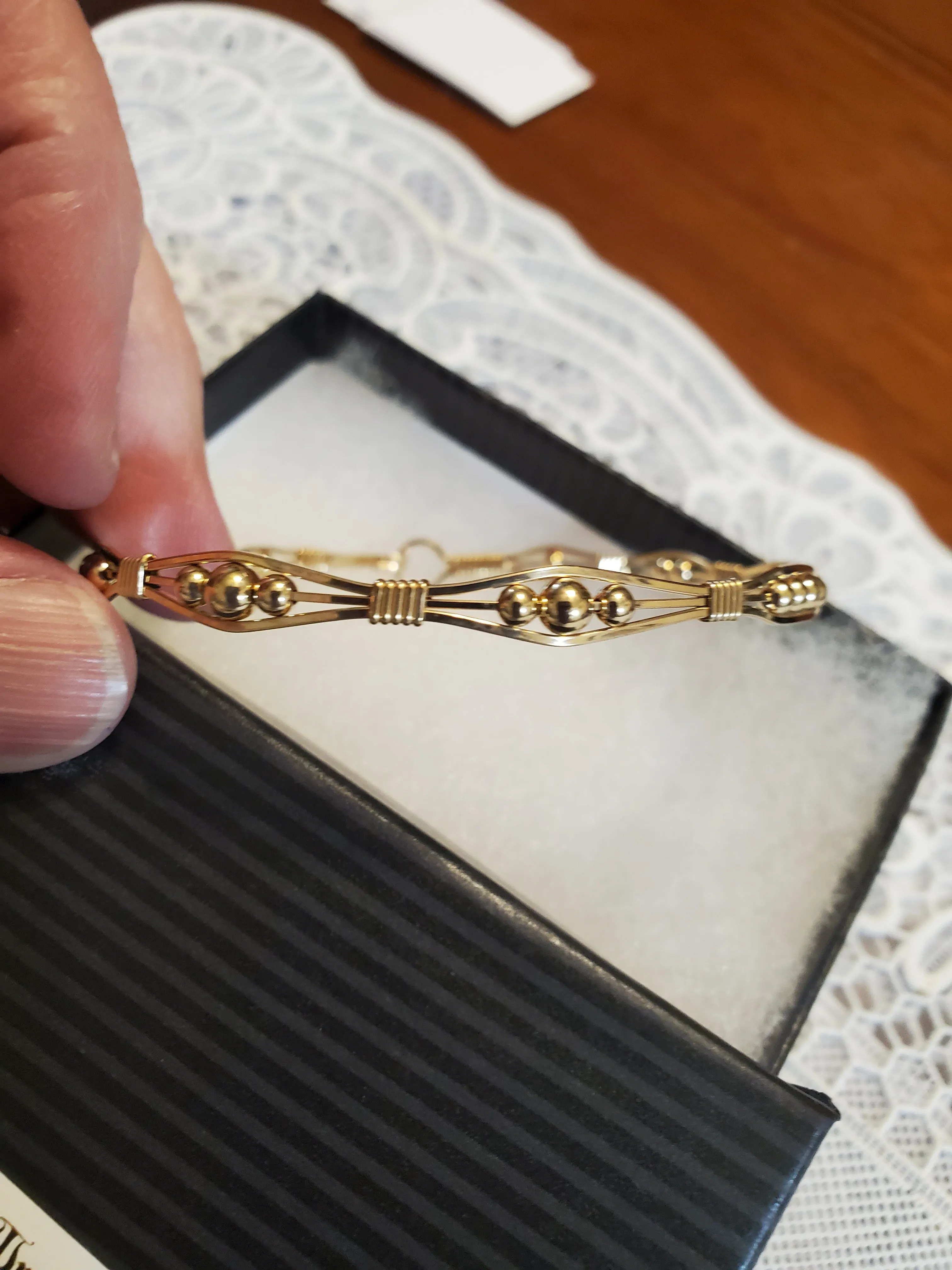 Custom Wire Wrapped 14Kgf Beaded Bracelet Size 8 1/4