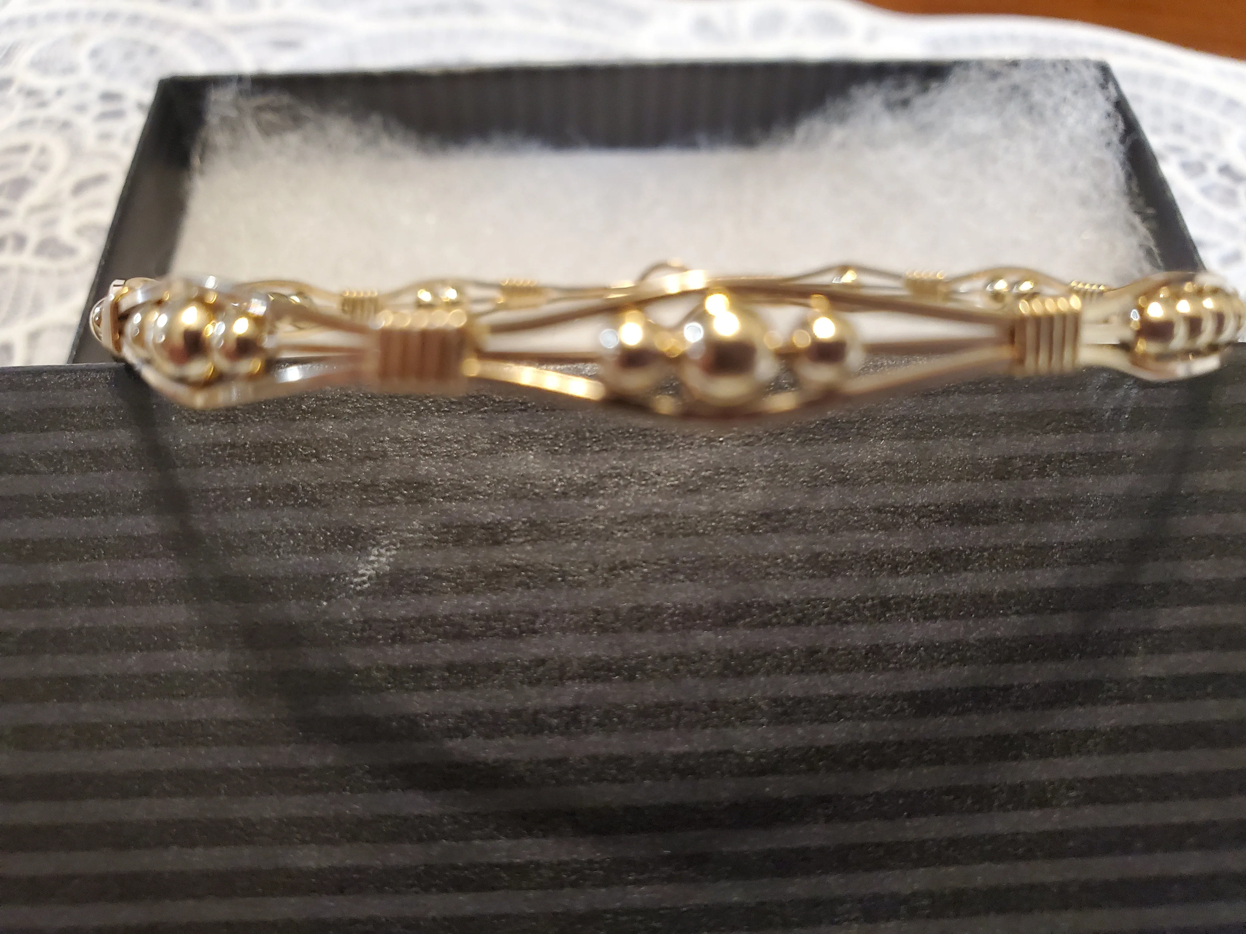Custom Wire Wrapped 14Kgf Beaded Bracelet Size 8 1/4
