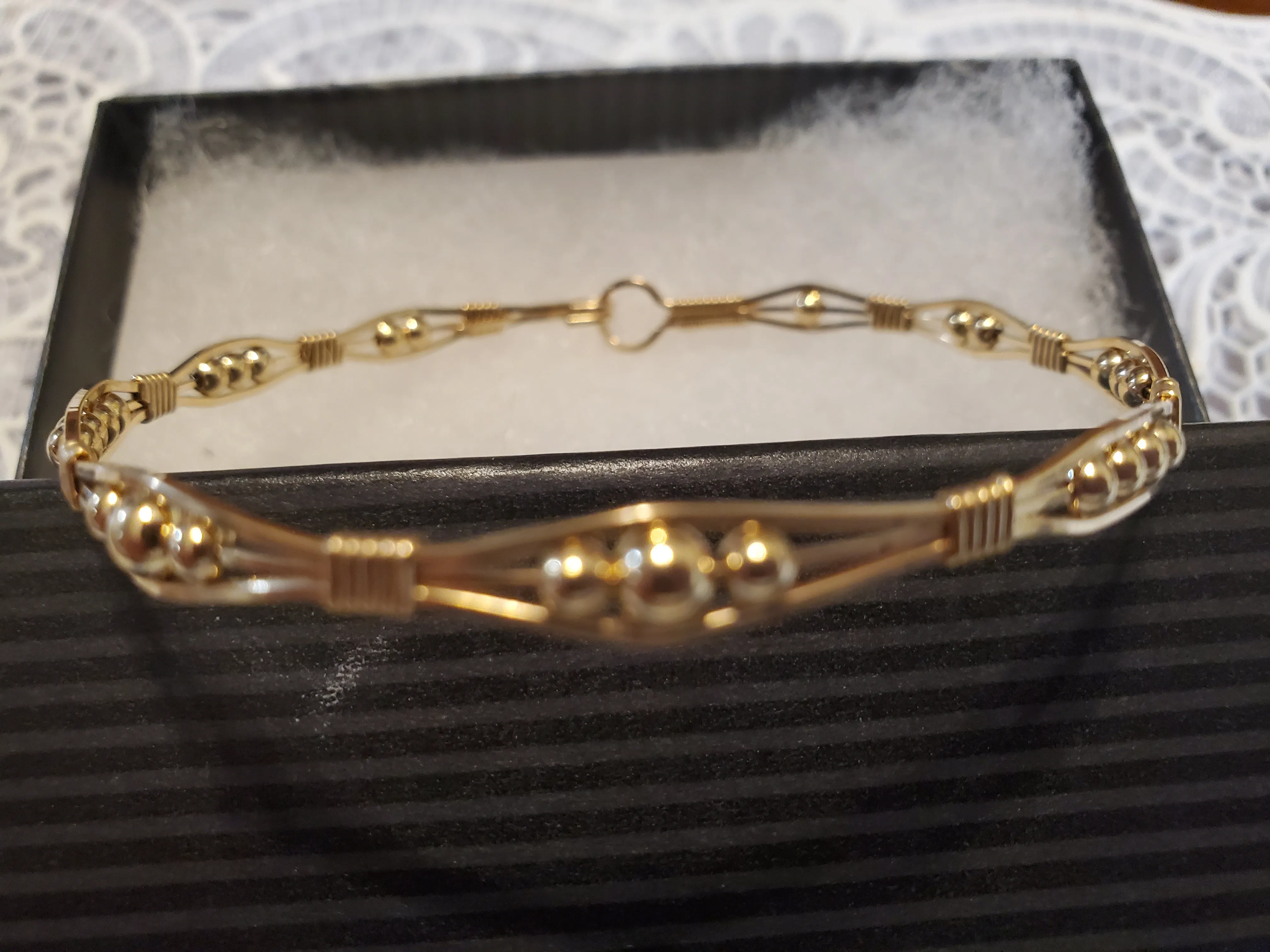Custom Wire Wrapped 14Kgf Beaded Bracelet Size 8 1/4