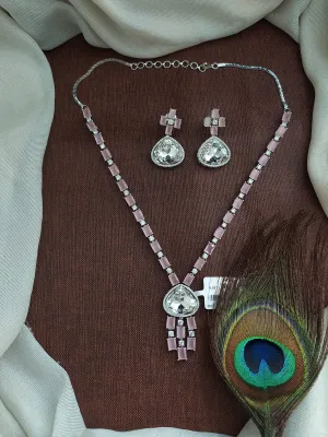 Delicate Grace - Single Layer Zircon Necklace Sets (Baby Pink & Violet)